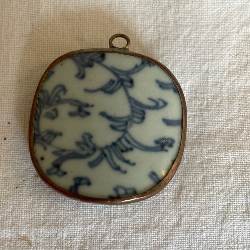 Asian Pottery Shard Vintage Pendant